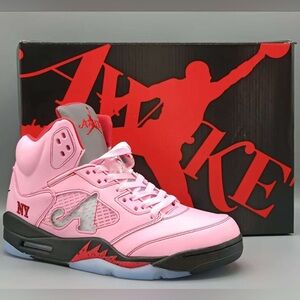 Pink nyc awareness Jordan 5s